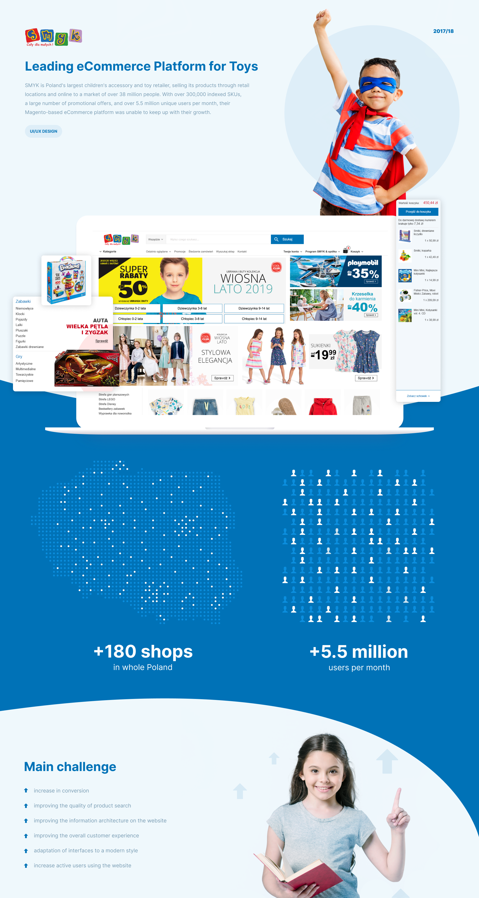Smyk &ndash; leading eCommerce platform for toys: the client, the +180 shops and +5.5 million users scale, and the main challenge