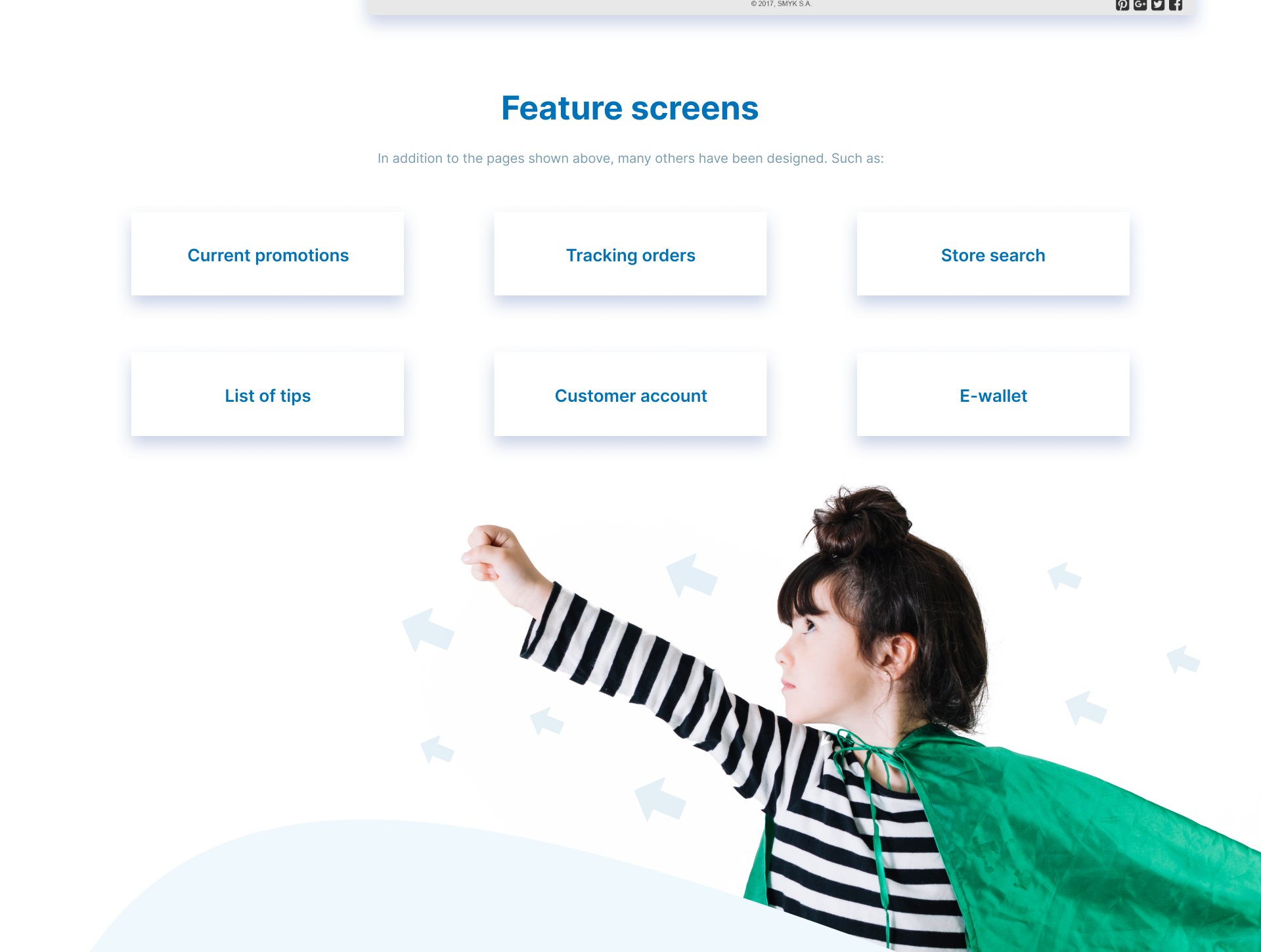 Smyk &ndash; the additional screens designed: promotions, order tracking, store search, tips, account, e-wallet