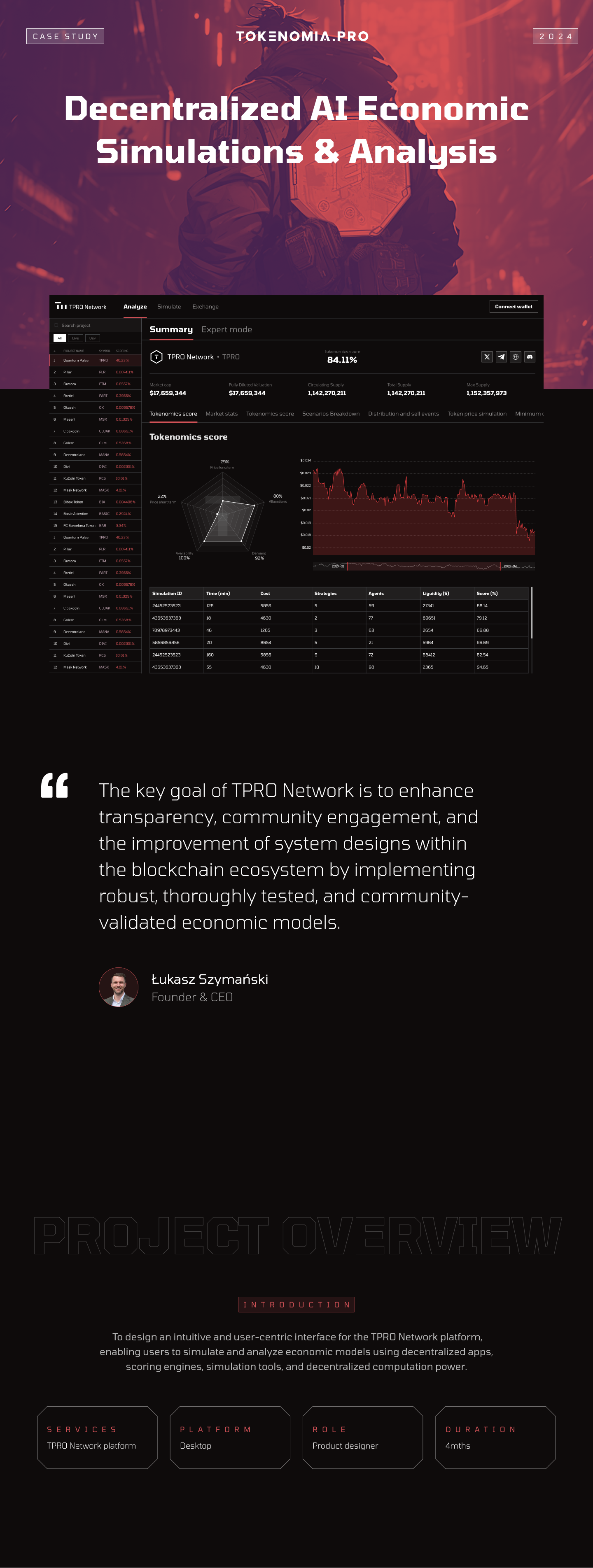 TPRO Network &ndash; project overview and the founder&rsquo;s brief
