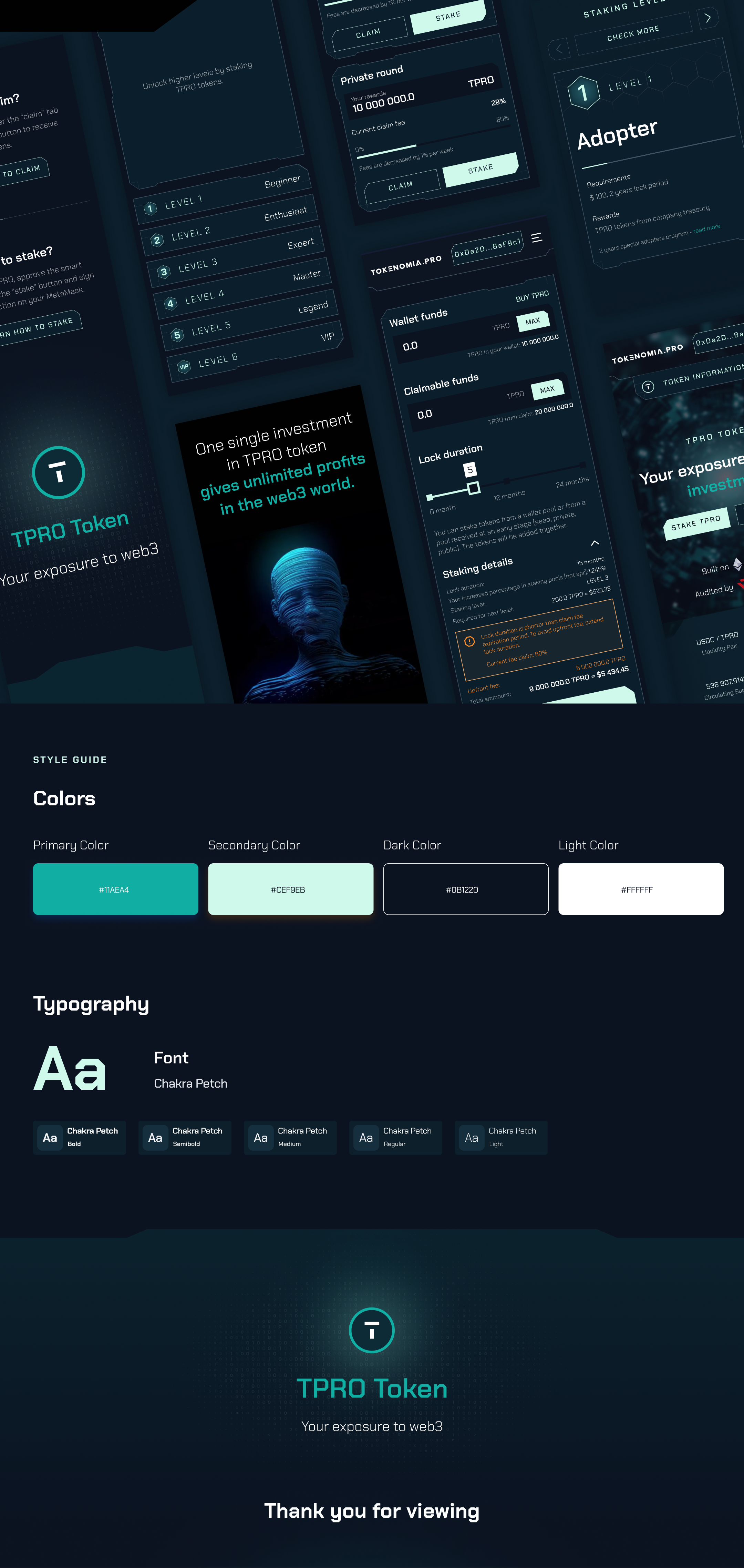 TPRO Token Panel &ndash; panel screens, typography and closing